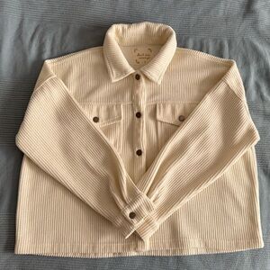 Altar'd State Cream Corduroy Button Up Jacket